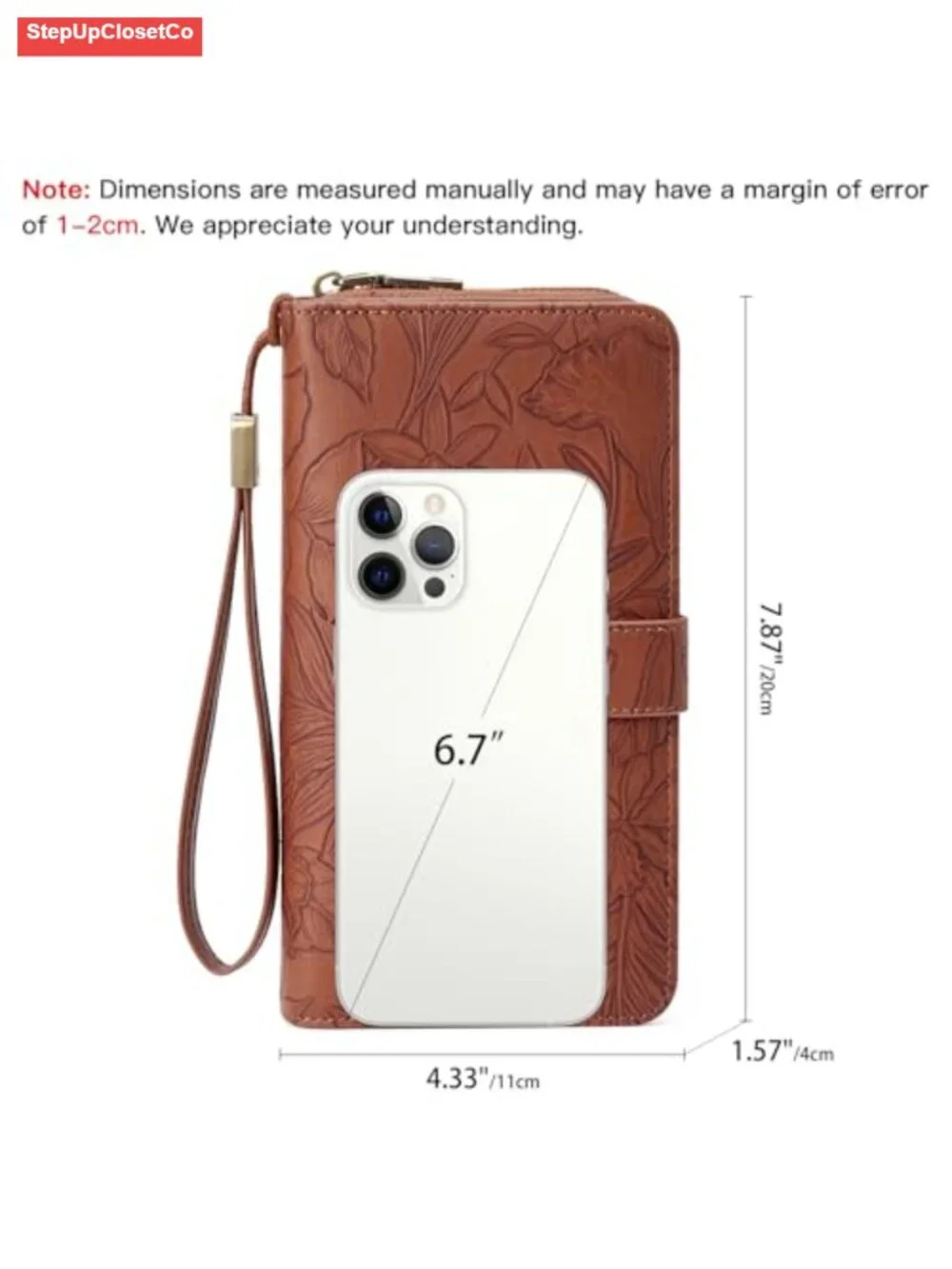Vegan Leather RFID Blocking Zip Around Wallet with 45 Card Slots and Wristlet
